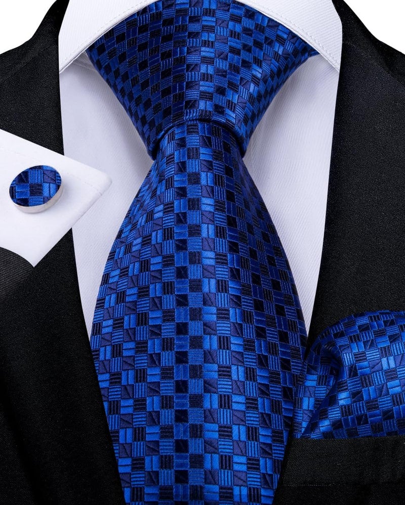 DiBanGu 2PCS Set for Father and Son Tie Silk Mens and Boys Adjustable Necktie & Pocket Square Cufflinks Kids Pre-tied Necktie - Image 2